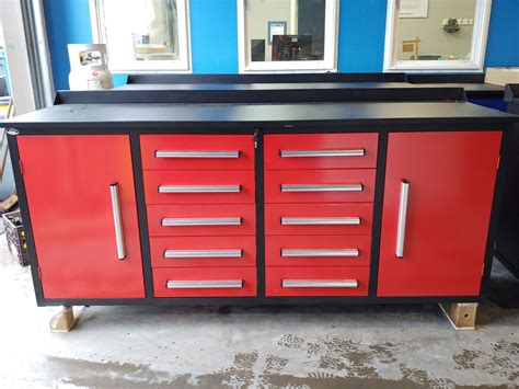 steel work cabinets|metal workbench with drawers.